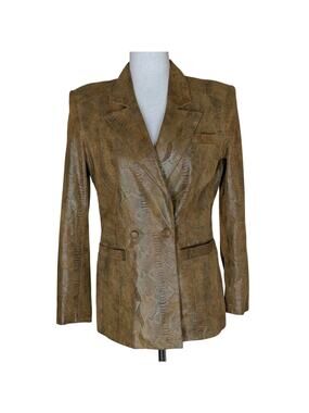 Vintage Caché Suede Tan Leather Snakeskin Jacket Blazer Lined Size 4 Western